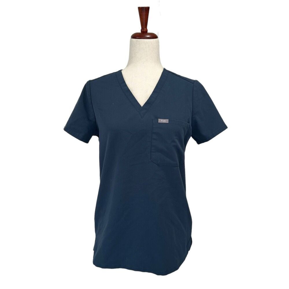 Figs Technical Collection Women's Teal Gray Scrub Top‎ Size XS Extra Small Shirt